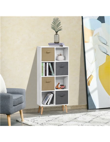 HOMCOM Freestanding 8 Cube Storage Cabinet Unit w/ 4 Fabric Drawers Handles Home Office Organisation Shelves Furniture 54.5L x 2 - pic 132043 | FastDaddyshop