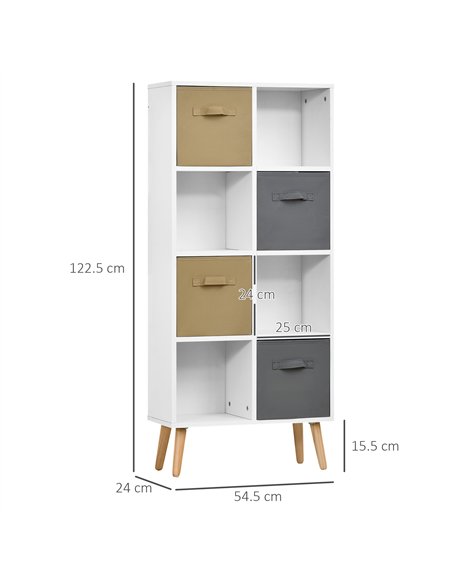 HOMCOM Freestanding 8 Cube Storage Cabinet Unit w/ 4 Fabric Drawers Handles Home Office Organisation Shelves Furniture 54.5L x 2 - pic 132044 | FastDaddyshop