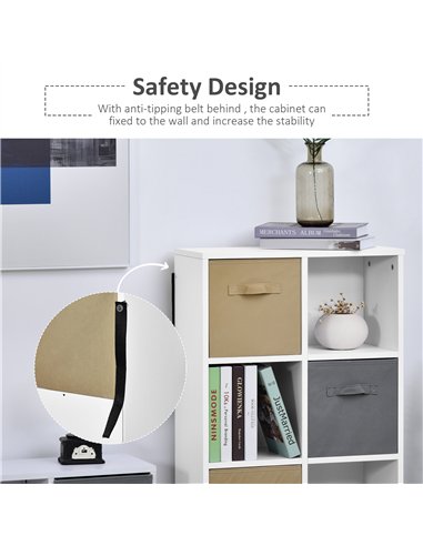 HOMCOM Freestanding 8 Cube Storage Cabinet Unit w/ 4 Fabric Drawers Handles Home Office Organisation Shelves Furniture 54.5L x 2