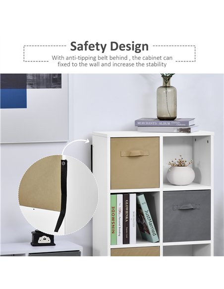 HOMCOM Freestanding 8 Cube Storage Cabinet Unit w/ 4 Fabric Drawers Handles Home Office Organisation Shelves Furniture 54.5L x 2 - pic 132046 | FastDaddyshop