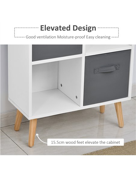 HOMCOM Freestanding 8 Cube Storage Cabinet Unit w/ 4 Fabric Drawers Handles Home Office Organisation Shelves Furniture 54.5L x 2 - pic 132047 | FastDaddyshop