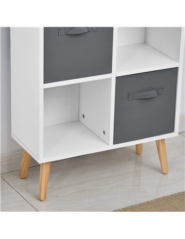 HOMCOM Freestanding 8 Cube Storage Cabinet Unit w/ 4 Fabric Drawers Handles Home Office Organisation Shelves Furniture 54.5L x 2