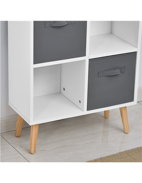 HOMCOM Freestanding 8 Cube Storage Cabinet Unit w/ 4 Fabric Drawers Handles Home Office Organisation Shelves Furniture 54.5L x 2 - pic 132049 | FastDaddyshop