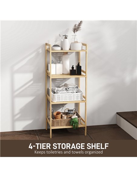 HOMCOM Four-Tier Bamboo Adjustable Shelf Storage Unit - pic 132090 | FastDaddyshop