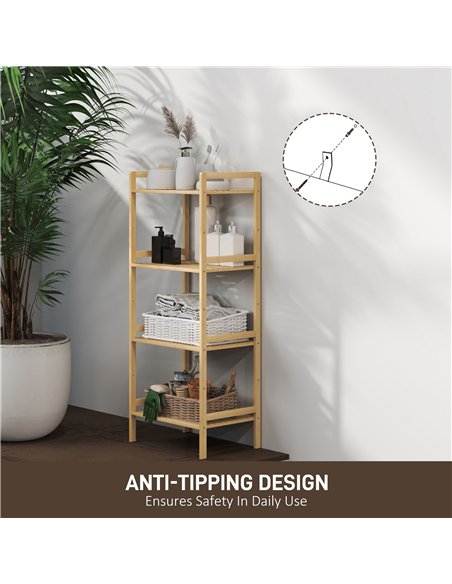 HOMCOM Four-Tier Bamboo Adjustable Shelf Storage Unit - pic 132092 | FastDaddyshop