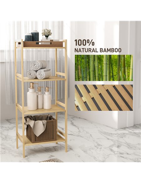 HOMCOM Four-Tier Bamboo Adjustable Shelf Storage Unit - pic 132093 | FastDaddyshop