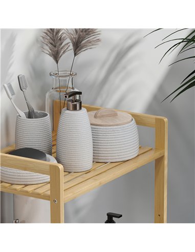 HOMCOM Four-Tier Bamboo Adjustable Shelf Storage Unit