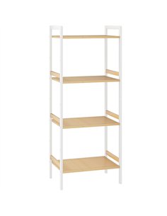 HOMCOM Four-Tier Bamboo Adjustable Shelf Storage Unit