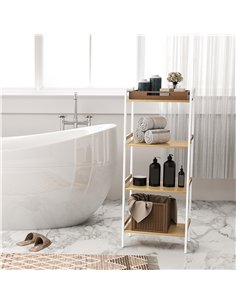 HOMCOM Four-Tier Bamboo Adjustable Shelf Storage Unit 2