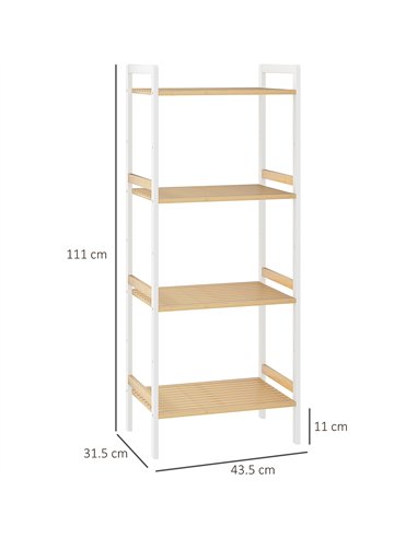 HOMCOM Four-Tier Bamboo Adjustable Shelf Storage Unit