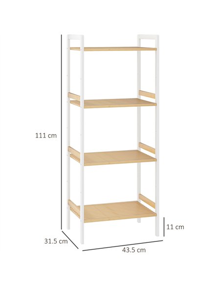 HOMCOM Four-Tier Bamboo Adjustable Shelf Storage Unit - pic 132098 | FastDaddyshop