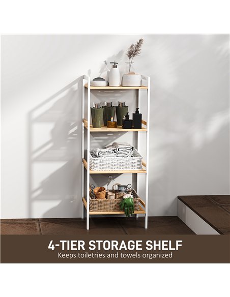 HOMCOM Four-Tier Bamboo Adjustable Shelf Storage Unit - pic 132099 | FastDaddyshop