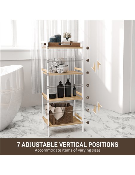 HOMCOM Four-Tier Bamboo Adjustable Shelf Storage Unit - pic 132100 | FastDaddyshop