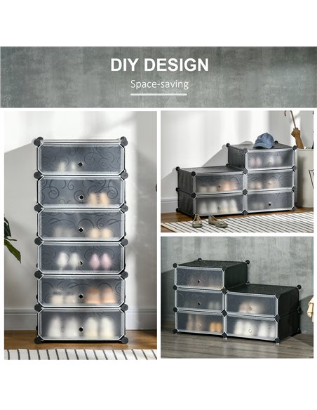 HOMCOM Six Cube Modular Storage Storage Unit - Black - pic 132109 | FastDaddyshop