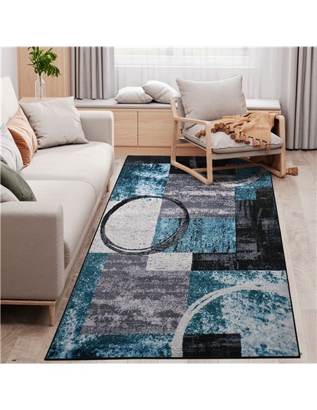 HOMCOM Blue Geometric Rug, Modern Area Rugs Large Carpet for Living Room, Bedroom, Dining Room, 160x230 cm - pic 132114 | FastDaddyshop