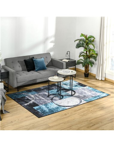 HOMCOM Blue Geometric Rug, Modern Area Rugs Large Carpet for Living Room, Bedroom, Dining Room, 160x230 cm