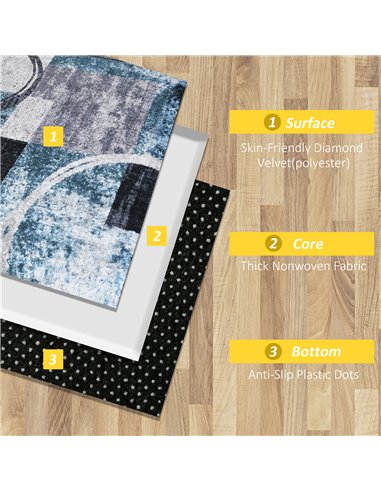 HOMCOM Blue Geometric Rug, Modern Area Rugs Large Carpet for Living Room, Bedroom, Dining Room, 160x230 cm