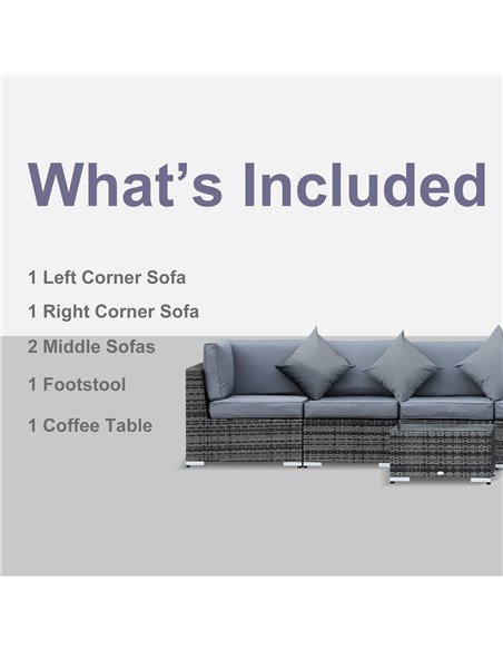 Outsunny 7-Seater Rattan Sofa Garden Furniture Aluminium Outdoor Patio Set Wicker Seater Table - Grey - pic 13212 | FastDaddyshop
