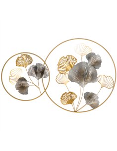 HOMCOM 3D Metal Wall Art Modern Ginkgo Leaves Hanging Wall Sculptures Home Decor for Living Room Bedroom Dining Room, Gold