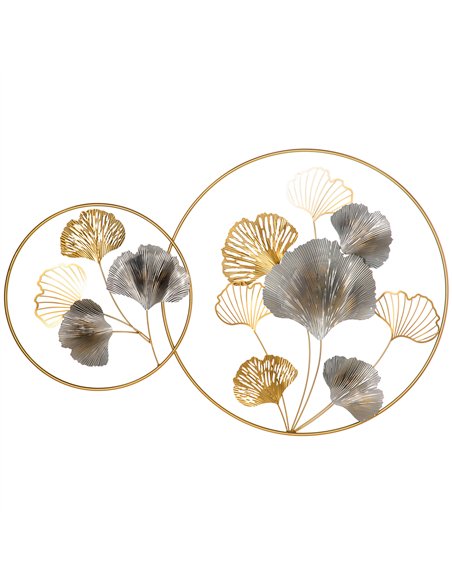 HOMCOM 3D Metal Wall Art Modern Ginkgo Leaves Hanging Wall Sculptures Home Decor for Living Room Bedroom Dining Room, Gold - pic 132123 | FastDaddyshop