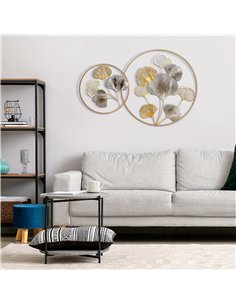 HOMCOM 3D Metal Wall Art Modern Ginkgo Leaves Hanging Wall Sculptures Home Decor for Living Room Bedroom Dining Room, Gold 2