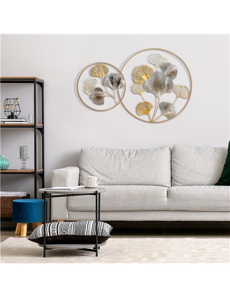 HOMCOM 3D Metal Wall Art Modern Ginkgo Leaves Hanging Wall Sculptures Home Decor for Living Room Bedroom Dining Room, Gold - pic 132124 | FastDaddyshop