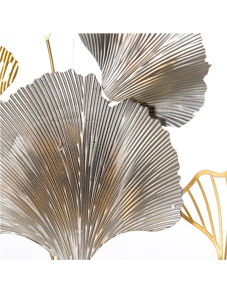 HOMCOM 3D Metal Wall Art Modern Ginkgo Leaves Hanging Wall Sculptures Home Decor for Living Room Bedroom Dining Room, Gold - pic 132131 | FastDaddyshop