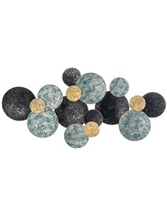 HOMCOM 3D Metal Wall Art Modern Circle Hanging Wall Sculptures Home Decor for Living Room Bedroom Dining Room, Blue Black Gold