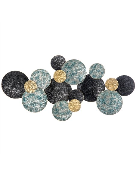 HOMCOM 3D Metal Wall Art Modern Circle Hanging Wall Sculptures Home Decor for Living Room Bedroom Dining Room, Blue Black Gold - pic 132132 | FastDaddyshop