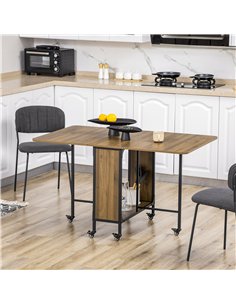 HOMCOM Six-Person Drop Leaf Dining Table - Brown/Black 2