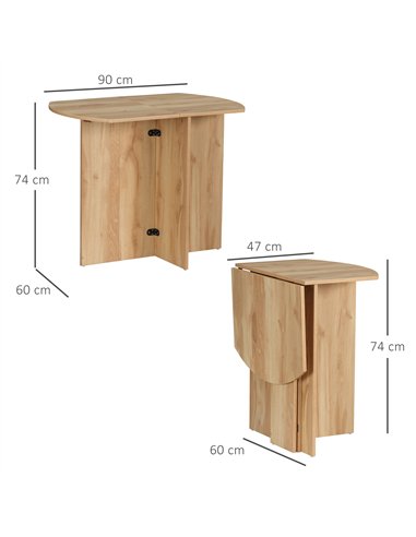 HOMCOM Four-Person Drop Leaf Dining Table - Wood-Effect