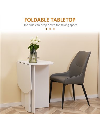 HOMCOM Four-Person Drop Leaf Dining Table - White