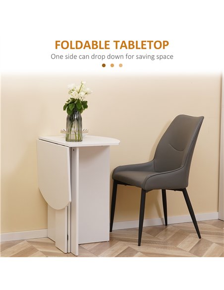 HOMCOM Four-Person Drop Leaf Dining Table - White - pic 132172 | FastDaddyshop