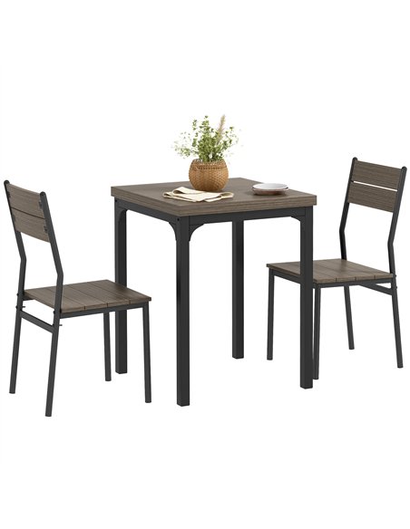 HOMCOM Three-Piece Minimal and Compact Dining Set, Grey Wood Grain - pic 132177 | FastDaddyshop