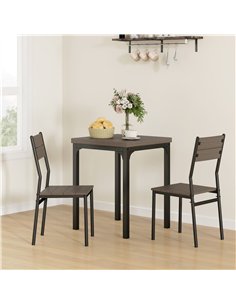 HOMCOM Three-Piece Minimal and Compact Dining Set, Grey Wood Grain 2