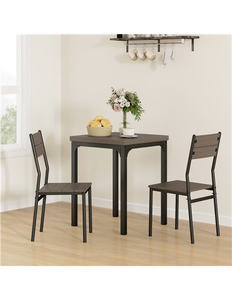 HOMCOM Three-Piece Minimal and Compact Dining Set, Grey Wood Grain - pic 132178 | FastDaddyshop