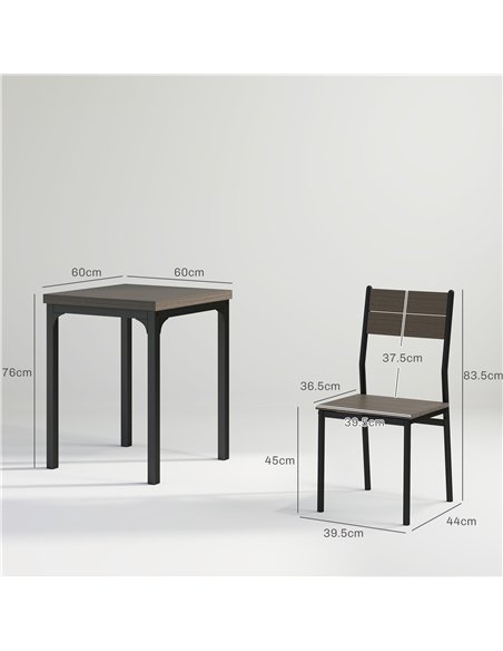 HOMCOM Three-Piece Minimal and Compact Dining Set, Grey Wood Grain - pic 132179 | FastDaddyshop