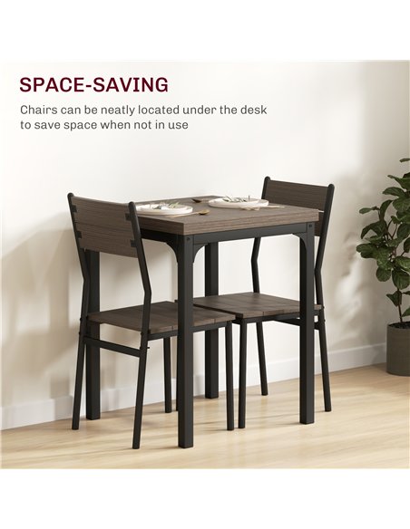 HOMCOM Three-Piece Minimal and Compact Dining Set, Grey Wood Grain - pic 132180 | FastDaddyshop