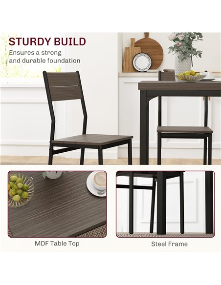 HOMCOM Three-Piece Minimal and Compact Dining Set, Grey Wood Grain - pic 132181 | FastDaddyshop