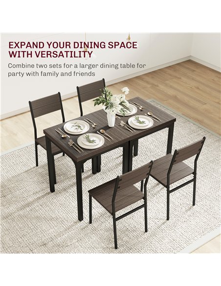 HOMCOM Three-Piece Minimal and Compact Dining Set, Grey Wood Grain - pic 132183 | FastDaddyshop