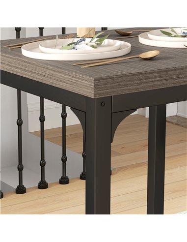 HOMCOM Three-Piece Minimal and Compact Dining Set, Grey Wood Grain