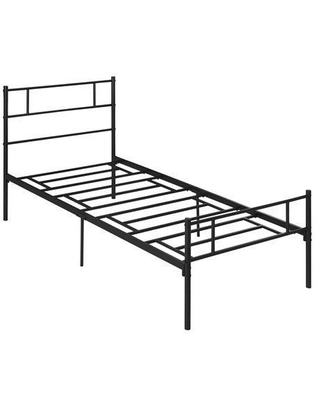 HOMCOM Single Metal Bed Frame Solid Bedstead Base with Headboard and Footboard, Metal Slat Support and Underbed Storage Space, B - pic 132186 | FastDaddyshop