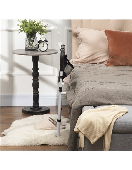 HOMCOM Safety Bed Rail, Height Adjustable Bed Assist Rail with Storage Pocket, Grab Bar for Disabled and Senior, White - pic 132196 | FastDaddyshop