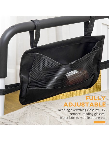HOMCOM Safety Bed Rail, Height Adjustable Bed Assist Rail with Storage Pocket, Grab Bar for Disabled and Senior, White - pic 132199 | FastDaddyshop