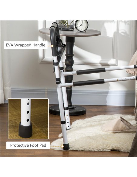 HOMCOM Safety Bed Rail, Height Adjustable Bed Assist Rail with Storage Pocket, Grab Bar for Disabled and Senior, White - pic 132200 | FastDaddyshop
