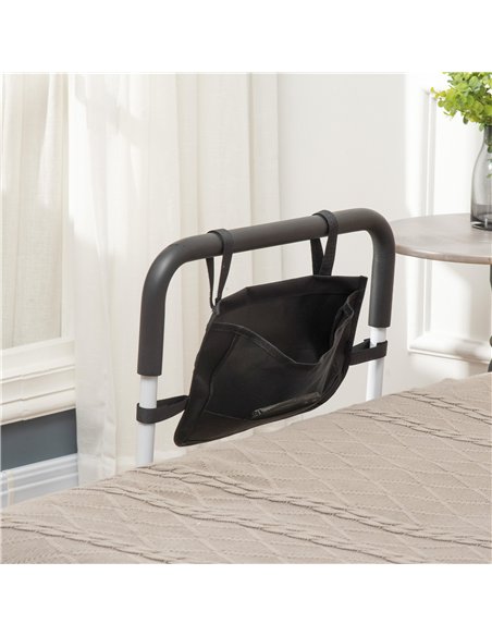 HOMCOM Safety Bed Rail, Height Adjustable Bed Assist Rail with Storage Pocket, Grab Bar for Disabled and Senior, White - pic 132203 | FastDaddyshop
