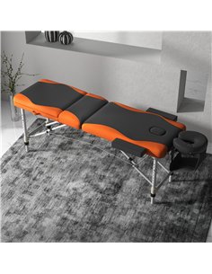 HOMCOM Foldable Massage Table Professional Salon SPA Facial Couch Bed Black and Orange 2