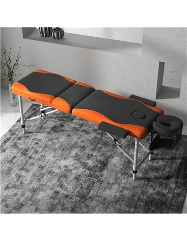 HOMCOM Foldable Massage Table Professional Salon SPA Facial Couch Bed Black and Orange