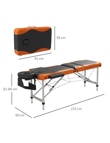 HOMCOM Foldable Massage Table Professional Salon SPA Facial Couch Bed Black and Orange