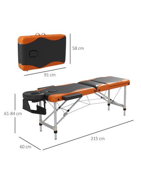 HOMCOM Foldable Massage Table Professional Salon SPA Facial Couch Bed Black and Orange - pic 132206 | FastDaddyshop